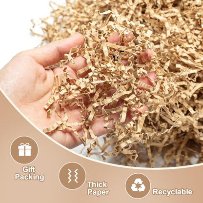 Wowxyz 1 LB Crinkle Cut Paper Shred Brown Crinkle Shredded Paper for Gift Baskets - Gift Box Bag Filler - Kraft Confetti Stuffing for Birthday, Holiday Present Packaging Wrapping - color: Brown