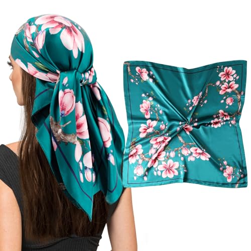 vimate 35" Square Silk Like Head Scarf - Women's Fashion Satin Scarf Bandana for Hair Wrapping at Night. - color: H#. Style--51