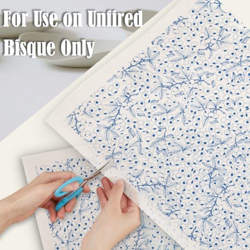 SUPERDANT 5PCS Blueberry Underglaze Paper Transfer Fruit Plants Transfer Papers for Clay Ceramic Porcelain Under Glaze Transfers for Pottery Enamel Decals Blue Underglaze Decal Handcrafted Gifts - style: Blueberries