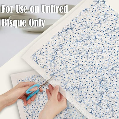 SUPERDANT 5PCS Blueberry Underglaze Paper Transfer Fruit Plants Transfer Papers for Clay Ceramic Porcelain Under Glaze Transfers for Pottery Enamel Decals Blue Underglaze Decal Handcrafted Gifts - style: Blueberries
