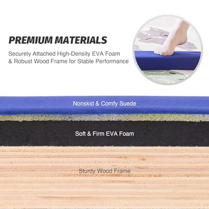 ZELUS 8' Folding Gymnastics Balance Beam, Floor Balance Beam w/Carry Handles Anti-Slip Base for Kids, Beginners & Professional Gymnasts - color: Blue