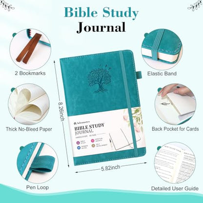 Bible Study Journal Scripture Notebook - Christian Note Taking Kit with Guided Prompts - Inspirational Religious Gifts - Faith Based Stationery Supplies for Church Notes (Teal Blue) - color: Teal Blue