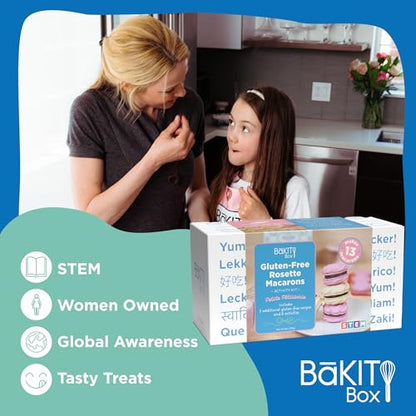 BāKIT Box Gluten-Free Macaron Baking Kit for Kids – Make Rosette French Macarons with Chocolate Buttercream – DIY Gluten-Free Dessert Kit with Pre-Measured Ingredients – STEM Activity for Girls & Boys - color: Gluten Free Rosette Macarons