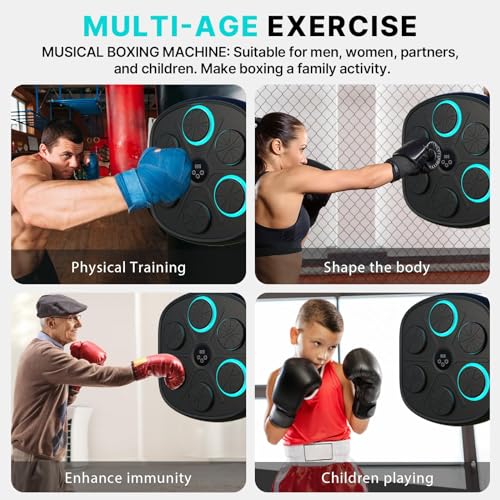 2025 Smart Music Boxing Machine for Adults and Kids: New Model Bluetooth Wall Mounted Punching Pad - Training Sport Equipment for Home Gym - Gifts for Teen Boys