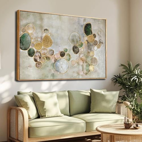 YJYart Gold Line Home Wall Decor Abstract Wall Art Neutral Canvas Artwork 32"x48" Decorations for Bedroom Large Paintings for Living Room - color: Gold Green, size: 48"L x 32"W