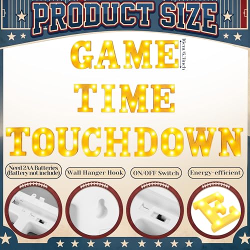 Aurelema Sukkot Large LED Letter Sign LED Lights Battery Powered Table Decoration for Party Gift Tabletop Decoration(Game Time Touch Down) - size: 8.27 inches, style: Game Time Touch Down