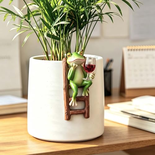 Climbing Frog Flower Pot Huggers, Funny Resin Frog Figurines Decor for Fish Tank Garden Planter Edge, Gift for Plant Lovers