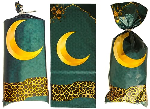 50 Goody bags for Ramadan Mubarak Ramadan Gift favors goody bags with ties Eid Mubarak Party Decorations Gifts for Muslims (Bags Only) - color: Bags Only