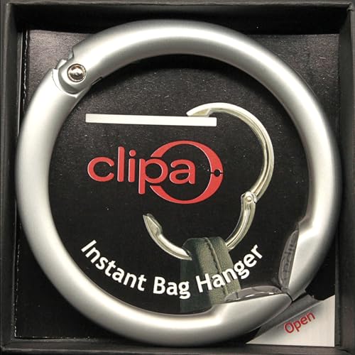 Clipa Bag Hangers The Ring that Opens into a Hook, Closes Automatically | Holds 33 lbs, Needs only 1/2" to Hang a Bag, Easy to Use with One Hand, in 9 available styles, 3 yr Warranty - color: Matte Silver