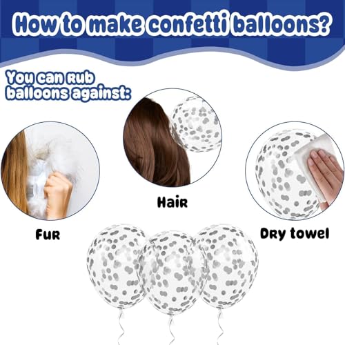 Paready Blue Silver Balloons, 60 Pcs Party Balloons for Graduation Birthday - color: Blue Silver