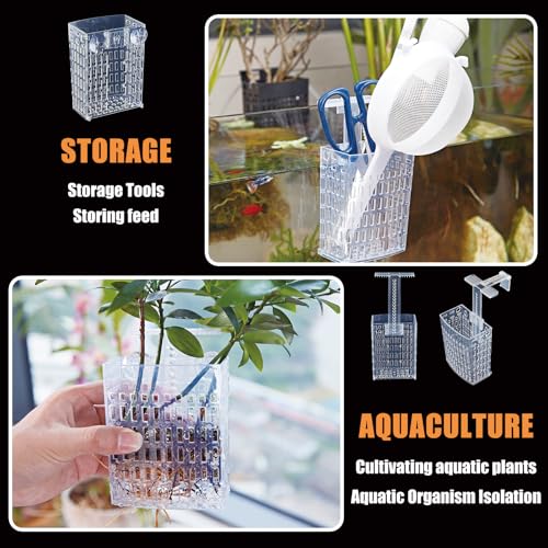 6pcs Upgraded Adjustable Aquarium Plant Holder，Fish Tank Plants Holder,Fish Tank Aquaponics Plant Cultivation and Aquarium Landscape Decoration with Hooks and Suction Cup（Transparent）