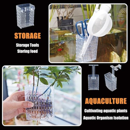 6pcs Upgraded Adjustable Aquarium Plant Holder，Fish Tank Plants Holder,Fish Tank Aquaponics Plant Cultivation and Aquarium Landscape Decoration with Hooks and Suction Cup（Transparent）