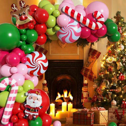 Christmas Arch Kit, Red Pink Green Latex Balloon Garland for Xmas Party - color: Christmas 1