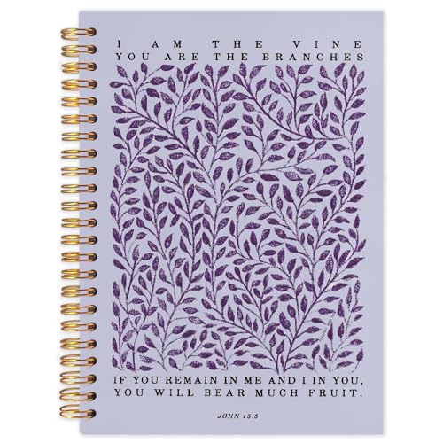 Likjad Christian Spiral Notebook Journal 5.5x8.3, Botanical Bible Scripture Journals for Writing, Religious Christian Gifts for Women, Bible Verse Hardcover Notebooks for Note Taking（Purple - color: Botanical Bible Five