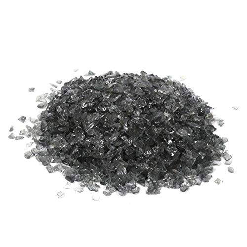 Shiny Stone High Luster Reflective Fire Glass Gravel,Fire Gems,Fire Drops,Fire Glass Pebbles Stones Beads Chips for Fire Pit Fish Tank Aquarium Garden,3-6mm 305g/0.67lb (Gray) - color: Gray