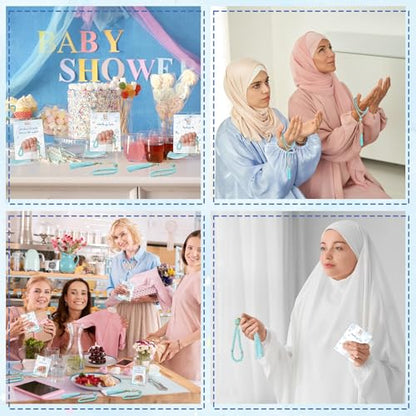 24 Sets Muslim Prayer Beads Gifts Bulk Baby Shower Party Favors for Guests Islamic Eid Party Rosary Religious Jewelry Favors with Greeting Cards for Ramadan Hajj Tasbih Gender Reveal Birthday Supplies