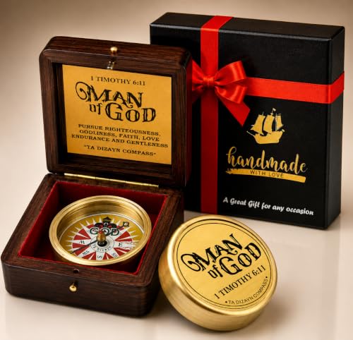 For I Know The Plans I Have For You, Jeremiah 29:11, Solid Brass Directional Engraved Compass, Baptism Gifts for Boys Girls, First Communion, Christian Gifts for Men, First Confirmation Gifts for Boys - style: # 2 Man of God 1 Timothy 6:11