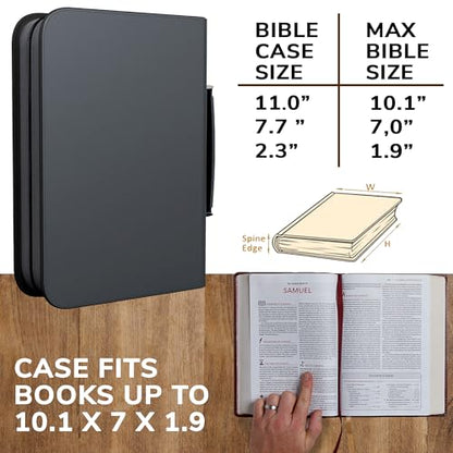 DEHITE Bible Cover Case for Men – Bible Carrying Case for Men – Grey Large Holder – Bag Fits Book 10.1 x 7 x 1.9 in – Pen Slots – Zippered Pocket – Premium Faux Leather – Christian Gift - size: Large Grey