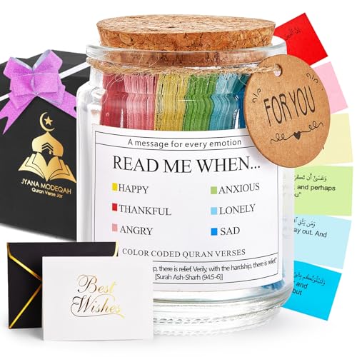 99 Quran Verses Jar in Arabic and English - Islamic Gifts for Muslim Women, Men, Kids - Ramadan & Eid Gifts, Read Me When Quran Jar, Quranic Affirmations, Islamic Decor, Ramadan Decorations for Home