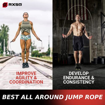 Rx Smart Gear Jump Rope - Black Ops Ergonomic Handles with Trans Black Cable Buff 3.4 | Jump Smart Weighted Speed Rope for Sports & Fitness, MMA, HIIT, Cardio Workout - size: Small
