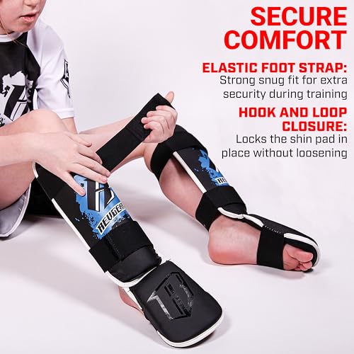 Revgear Kids Combat Series Shin Guards | High Performance Foam Padding | Durable and Lightweight - color: Black, size: Large