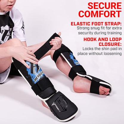 Revgear Kids Combat Series Shin Guards | High Performance Foam Padding | Durable and Lightweight - color: Black, size: Large