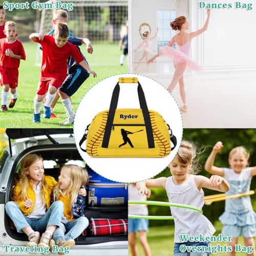 Personalized Sports Training Bag for Boys, Yellow Baseball | Personalized Named Practice Travel Overnight Training Bag - color: Color 27