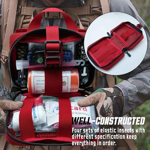 Upgrade Molle Rip Away Ifak Pouch, Tactical Small Belt First Aid Pouch Medical Utility EMT Pouch Only - color: Upgrade - Red