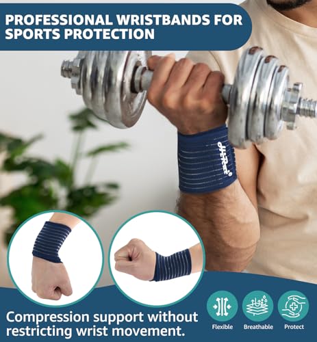 HiRui 2-Pack High-Elastic Wrist Support Straps Wrist Compression Bandage - Wrist Wraps Wristbands for Carpal Tunnel Arthritis Tendonitis Weightlifting Tennis Basketball - Breathable Soft (Navy Blue) - color: Navy Blue