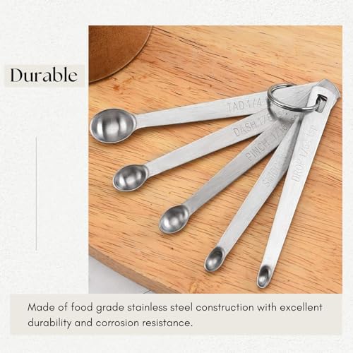 2 Pack Teaspoon Measuring Spoons, 1/4 tsp, 1/8 tsp, 1/16 tsp, 1/32 tsp, 1/64 tsp Mini Measuring Spoons Set, Stainless Steel Cooking Baking Tiny Measuring Spoon for Powders, Spices, Salt - size: 2Pack 5Pcs Mini