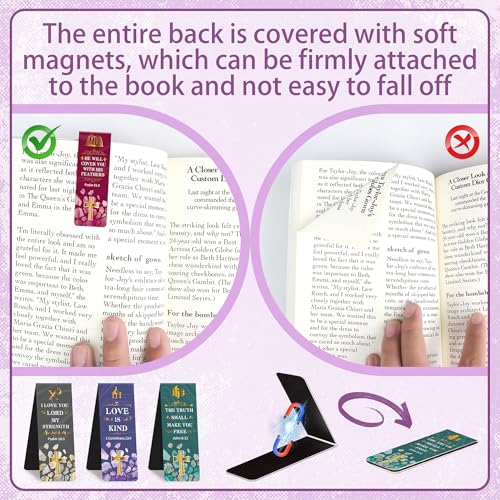 96Pack Magnetic Bookmarks Bible Bookmark Christian Bookmarks Bulk Book Marks for Reading Women Men Adults Kids Book Lovers Gifts, Cute Personalized Religious Magnet Bookmark Clips (Christian)