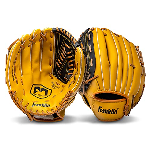 Franklin Sports Field Master Baseball + Softball Glove - Field Master Adult + Youth Baseball + Softball Mitt - Men's + Women's Gloves - color: Tan, style: 13" - Basket "V" Web