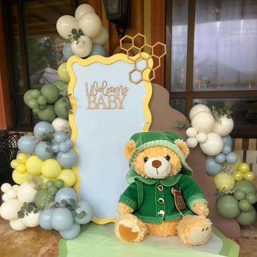 Blue and Green Balloons Sage Green Dusty Blue Yellow White Sand Balloons | 60Pcs Olive Green Slate Blue Beige Latex Balloon for Birthday Baby Shower Wild One Garden Tea Party Deocrations Supplies - color: Green Yellow Blue, size: 12 inch 60pcs