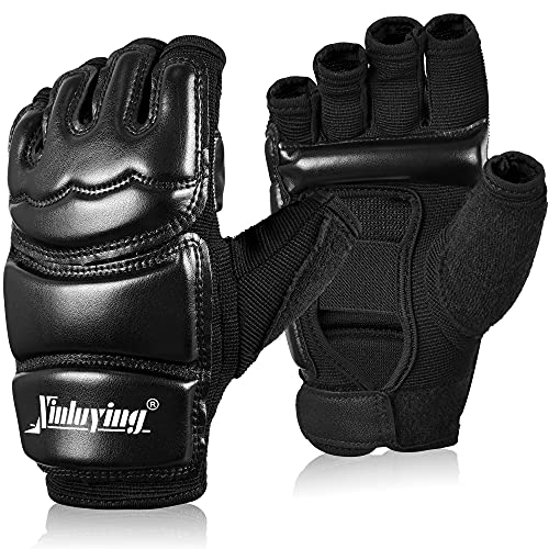 Xinluying MMA Gloves, 8mm EVA Padding, Adjustable Wrist Strap, Women & Kids | Abrasion-Resistant, for Punch Bag, Boxing, Taekwondo, Karate, Martial Arts, Sparring, Heavy Bag Training - color: Black, size: X-Small