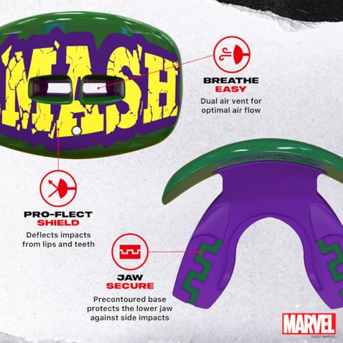 Marvel The Hulk Lip Guard, Football Mouth Guard with Detachable Strap, Lip Protector Adult and Youth, Flag Football & Lacrosse (One Size, Green) - color: Hulk