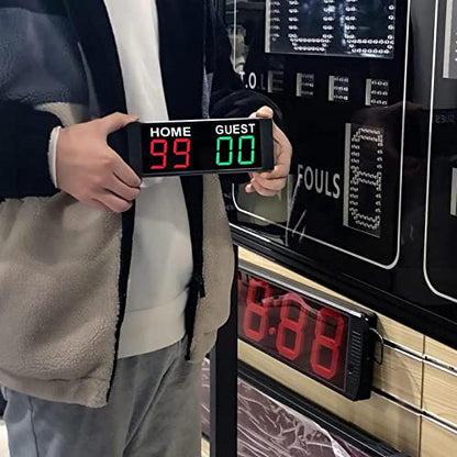 Mini Electronic Digital Scoreboard, Indoor LED Scoreboard,5-Level Brightness Adjustment, with Remote Wall Mount, for Basketball Baseball Badminton Football Game