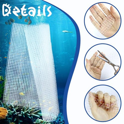 Clear Mesh Netting, Aquarium Lid, Fish Net for Fish Tank Cover, Fish Tank Lid, Plastic Mesh Screen for Aquarium Net, Aquarium Top Cover, 4 x 5 feet