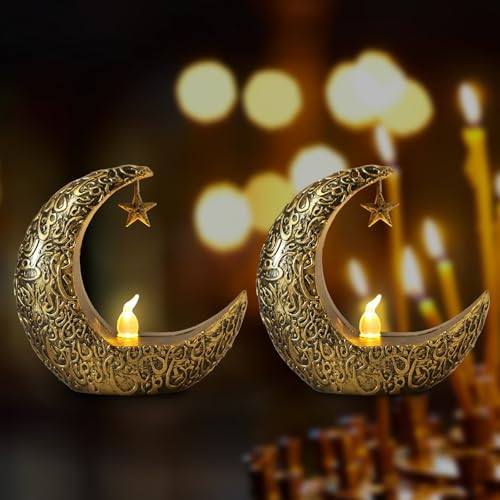 2PCS Mini Ramadan Moon Light for Ramadan Decorations, Black Mini Moon Star Light Eid Lamp for Ramadan Table Decoration Ramadan Gift Home Decor, Eid Ramadan Candle Lights Nightstand Decor - color: Style 5