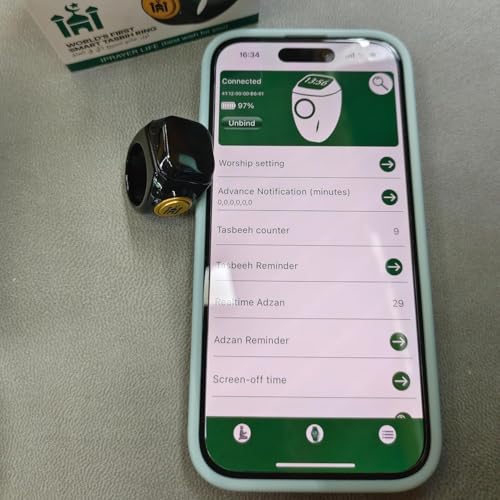Smart Tasbih Counter,20mm (10) Muslim Digital Azan Alarm Clock Zikr Ring,APP Support Digital Counter Prayer Reminder Rings, Waterproof 4 Digit Finger Counter for Muslims - size: 20mm