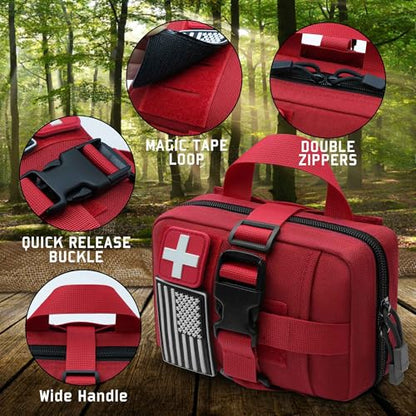 Upgrade Molle Rip Away Ifak Pouch, Tactical Small Belt First Aid Pouch Medical Utility EMT Pouch Only - color: Upgrade - Red