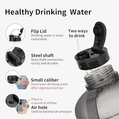 TOOFEEL Half Gallon Water Jug - 2 Liter BPA Free Reusable Bottle with Measurements - Ideal for Gym, 74 oz Matte Light Gray - color: Matte Light Gray, style: 74 oz water bottle