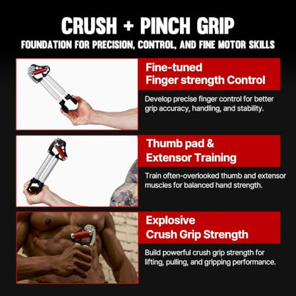 GD IRON GRIP Pinch Grip Set (Rock Climbing Grip Trainer) Grip Strength Trainer Adjustable Hand Grip Strengthener Hand Grip Exerciser Strengthener Wrist Strengtheners for Climbing Finger Training - color: EXT.P 80 (55~176lbs) Red, Silver
