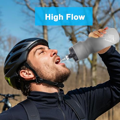 24oz Bike Water Bottle Leakproof Squeeze BPA Free Bicycle Bottles Design for Cycling Riding, Running, Gym & Outdoor Sports 2 Pack - color: Black+Green(2 PC)