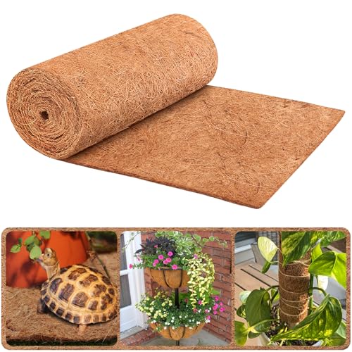 12X160 Inch Natural Coco Liner Roll, Coconut Liners for Planter Window Box Hanging Basket, Coconut Coir Roll Coco Fiber Mat for Garden Decoration DIY Moss Poles Pet Pad Reptiles Carpet