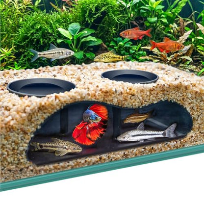 NUPICK Black Underground Aquarium Cave Tunnel, PETG 3D Printed Fish Tank Cave Hideout with Smooth Surface, Two-Hole Aquarium Tunnel, Fish Tank Decor for Bettas, Shrimp, Corys, Loaches, Guppie, Snails