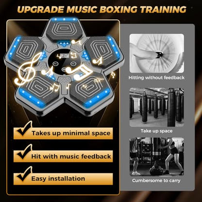 LOLBOX 2026 Music Boxing Machine for Adults and Kids, Smart Bluetooth Boxing Training Equipment with Gloves Wall Mounted, Workout Punching Machine for Home,Office and Gym - color: Ashy