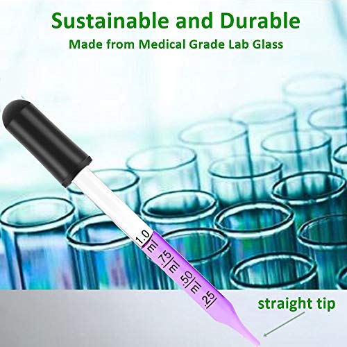 Set of 4 pcs Glass Dropper (1ml), with Black Suction Bulb, Medicine Eye Droppers Graduated 4" Straight Tip for Essential Oils, Science Laboratory Medicine Art Liquid Plant Nutrients