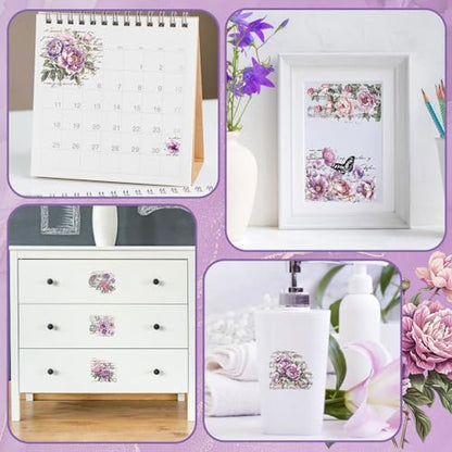 WANDIC 10 Sheets Rub On Transfer Sticker, Lavender Purple Flower Stickers for DIY Scrapbooking Photo Albums Furniture,11.8 * 3.9in - color: Lavender