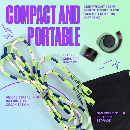 Sportbit Custom-Fit Beaded Jump Rope – Adjustable Length for Kids & Adults, Men & Women – Durable Fitness Rope for Gym & Home - color: Green / Blue / White