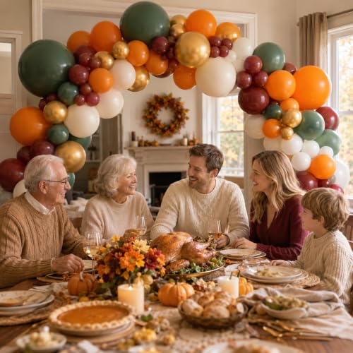 Fall Balloons, 12 Inch Burnt Orange Burgundy Sage Green Gold Balloon - color: Orange Green Gold